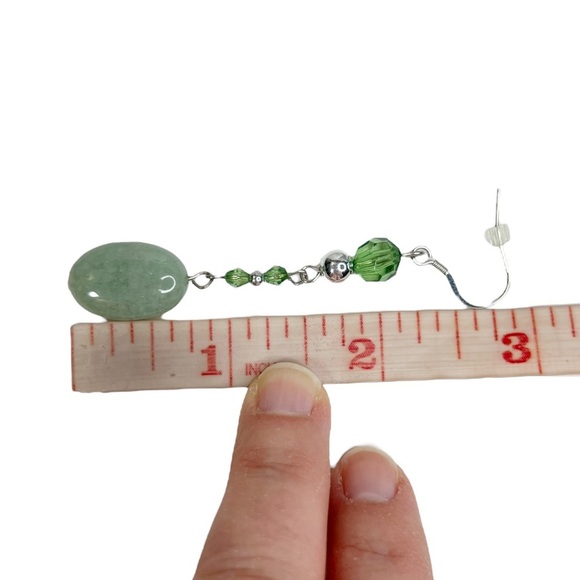 Aventurine Polished Stone Beaded Necklace & Pierced Earrings Set - Picture 12 of 12